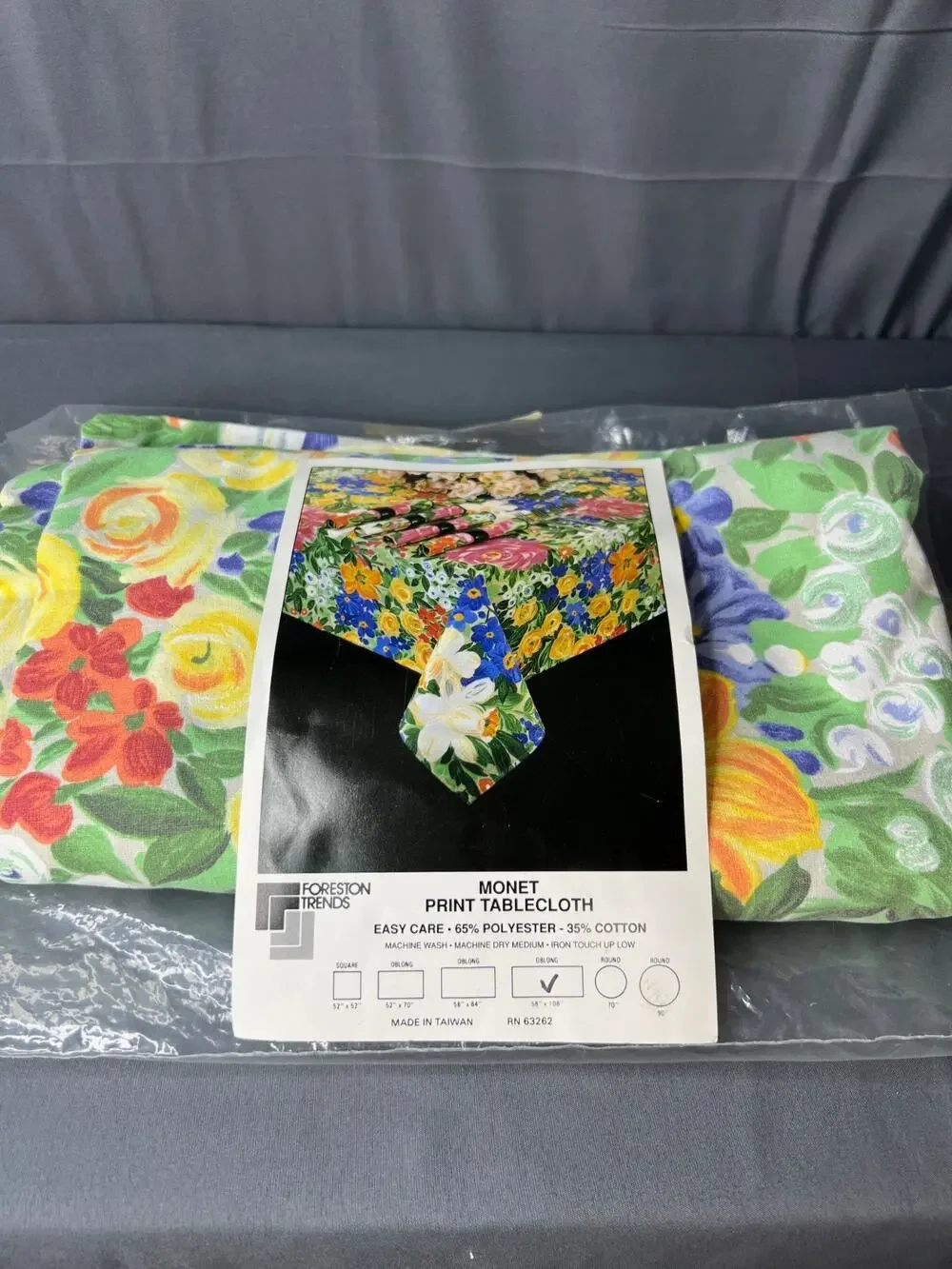 Vtg Tablecloth MONET Easy Care 58” X 108” Foreston Trend NIP